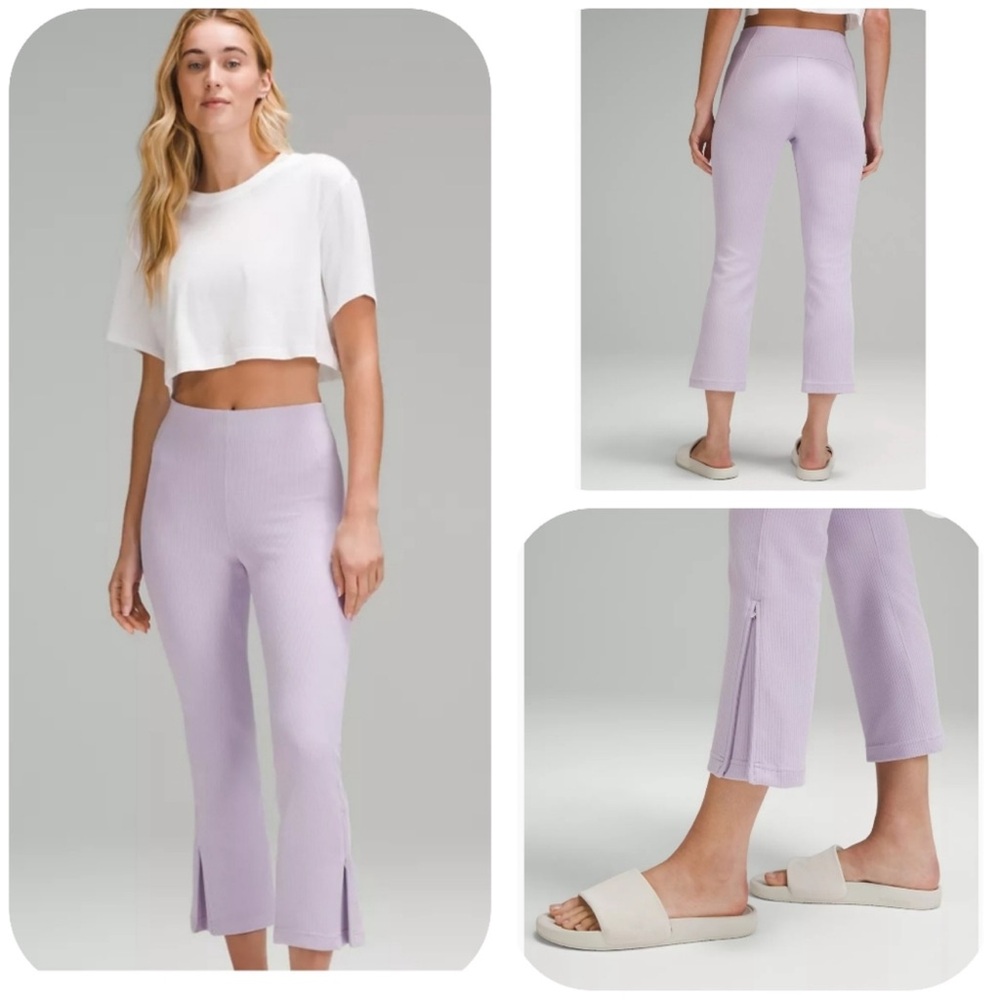 Lululemon Ribbed Softstreme Zip-Leg High-Rise Cropped Pant 25"' Size 0